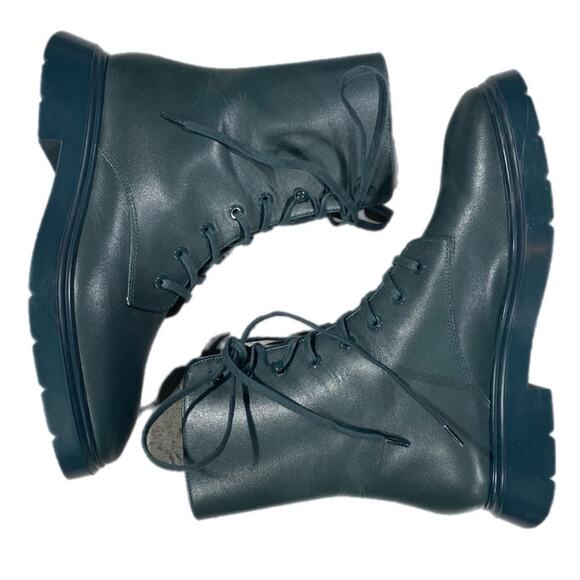Stuart Weitzman Mckenzee Combat Boots 6.5 Green Lace Up - Picture 3 of 10
